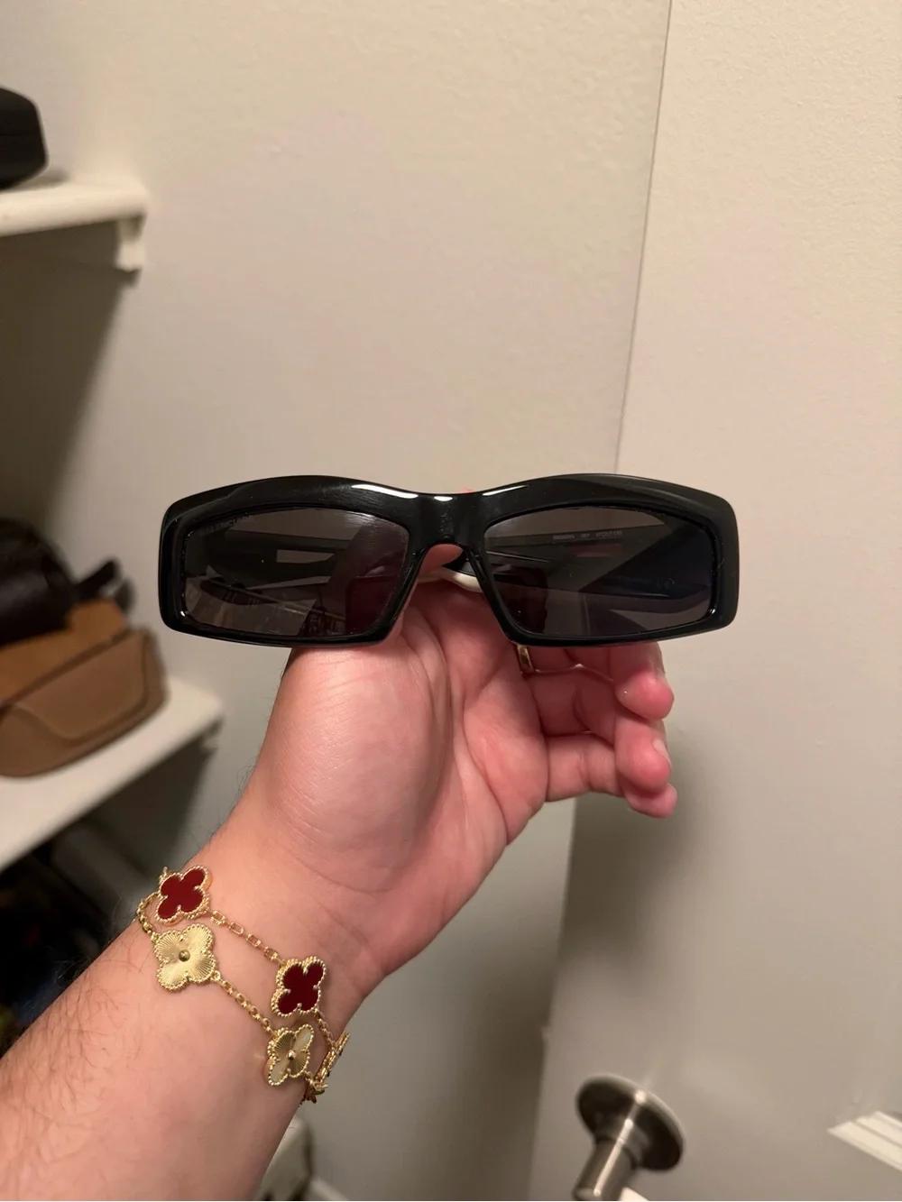 Balenciaga Black Rectangular Sunglasses
